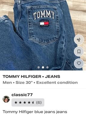 Tommy Hilfiger Men's Dark Blue Relaxed Jeans with Pocket Logo